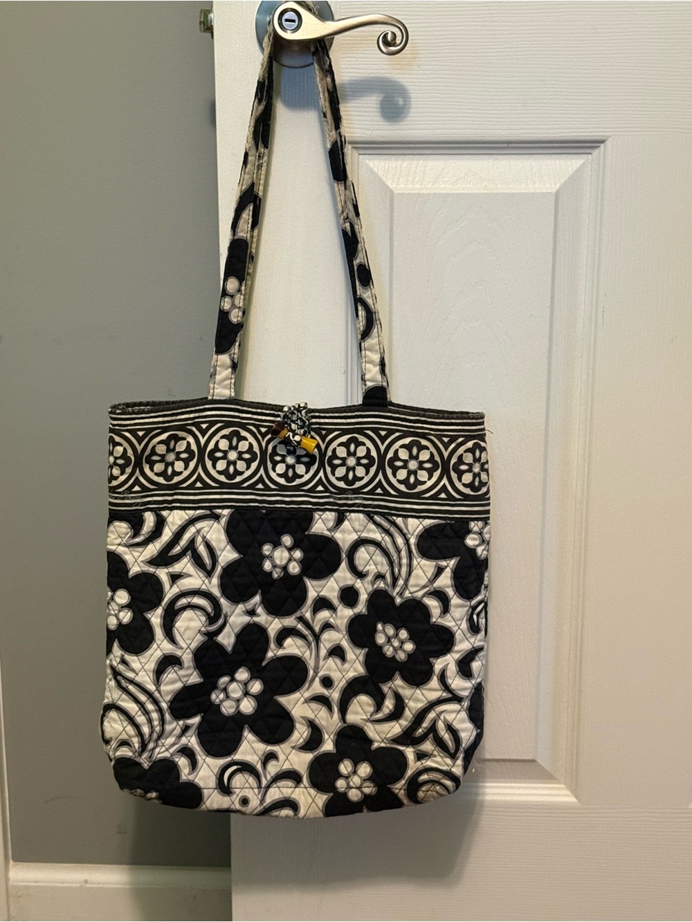 Vera Bradley Black & White Floral Quilted Tote